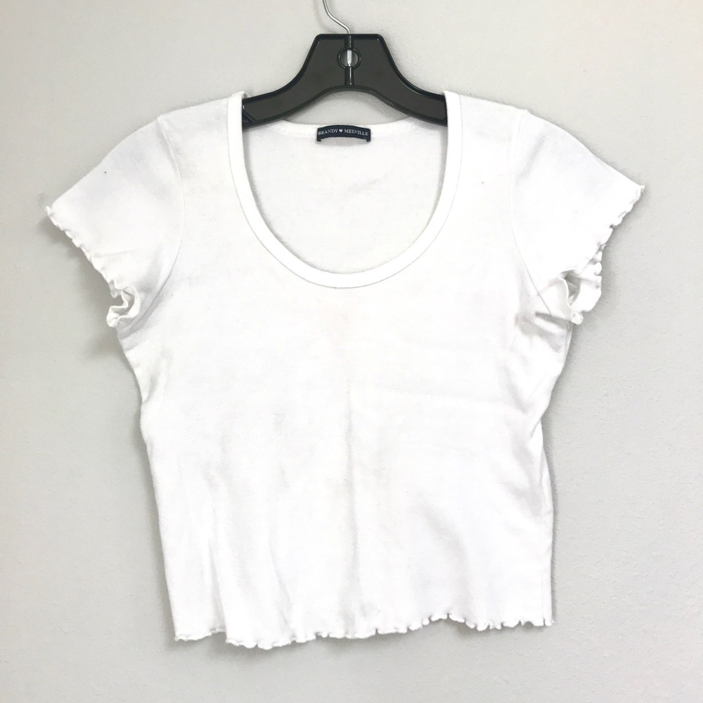 brandy melville white basic crop top